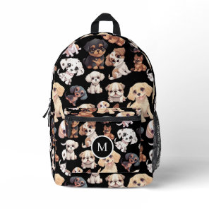 Cute Puppy Dog Black Printed Backpack