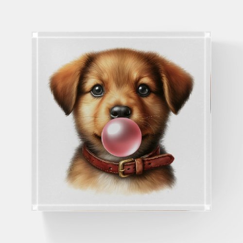 Cute Puppy Dog Blowing Bubble Gum  Paperweight