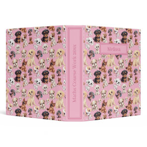 Cute Puppy Dog Blue Pattern  3 Ring Binder