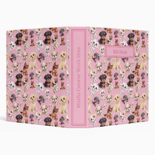 Cute Puppy Dog Blue Pattern  3 Ring Binder