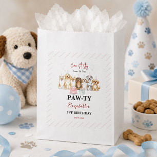Cute Puppy Dog Boy 1st Birthday Pawty Time First Favor Bag