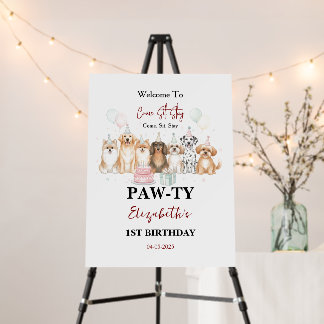 Cute Puppy Dog Boy 1st Birthday | Pawty Time First Foam Board