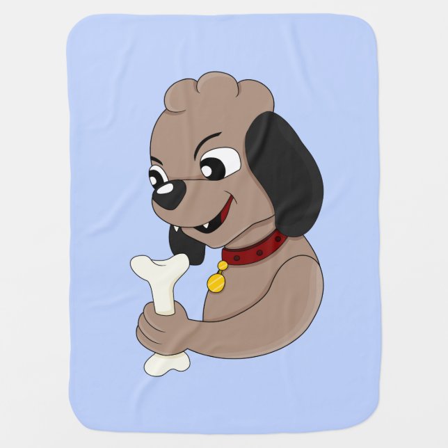 Cute puppy dog cartoon baby blanket (Front)