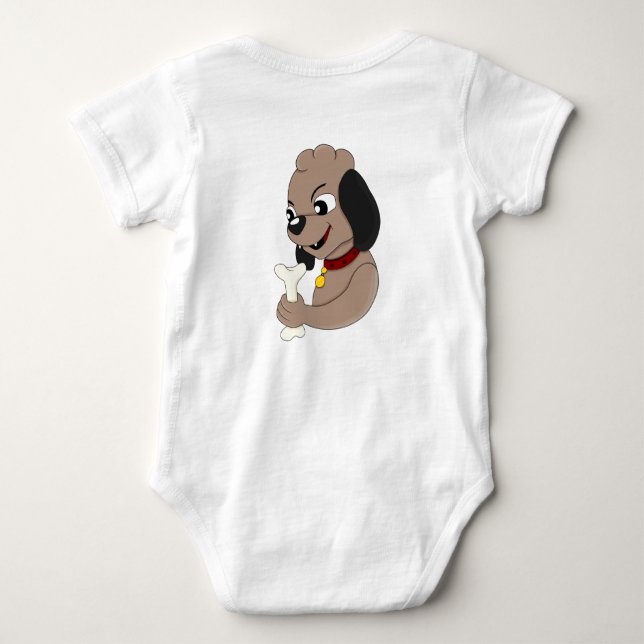 Cute puppy dog cartoon baby bodysuit (Back)