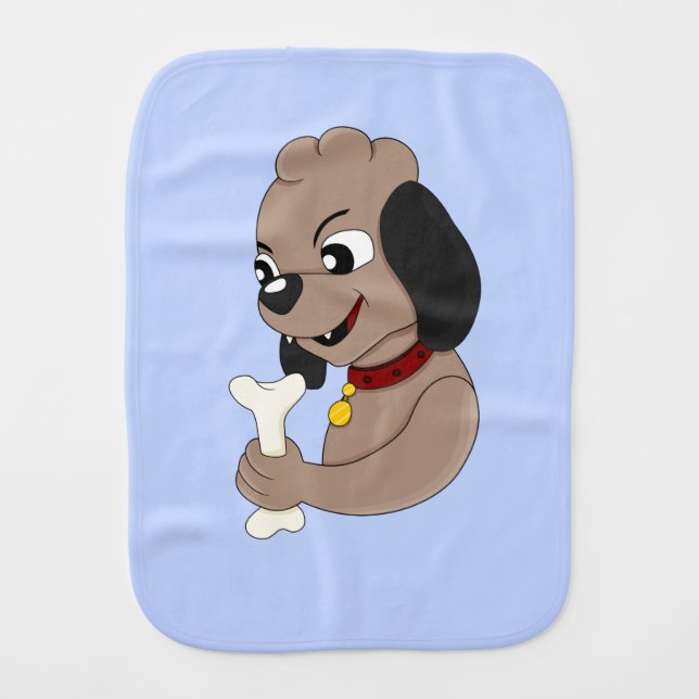 Cute puppy dog cartoon baby burp cloth (Front)