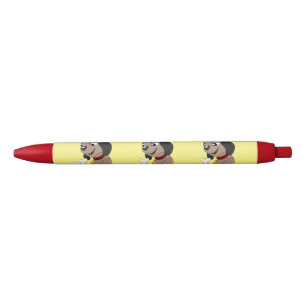 Cute puppy dog cartoon black ink pen