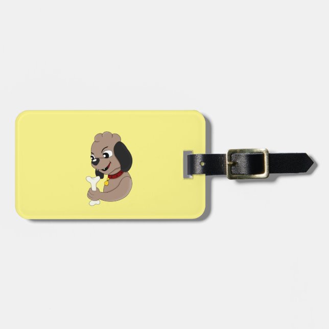 Cute puppy dog cartoon luggage tag (Front Horizontal)