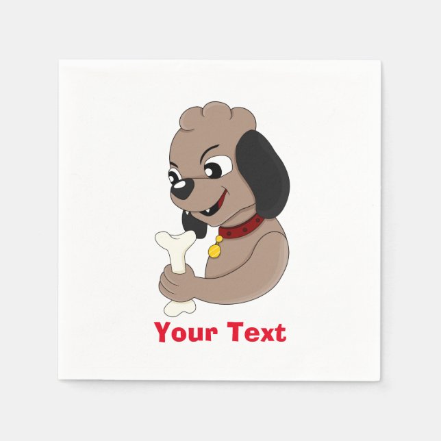 Cute puppy dog cartoon napkins (Front)