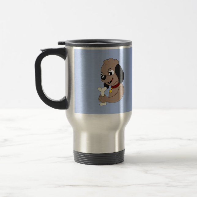Cute puppy dog cartoon travel mug (Left)