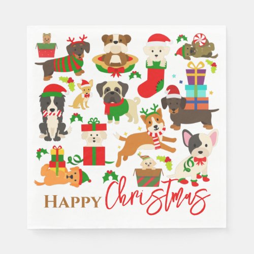 Cute Puppy Dog Christmas Napkins