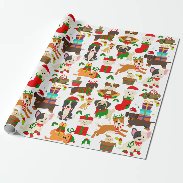 Puppy Christmas Wrapping Paper 