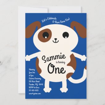 Cute Puppy Dog Colorful 1st Birthday Invitations | Zazzle