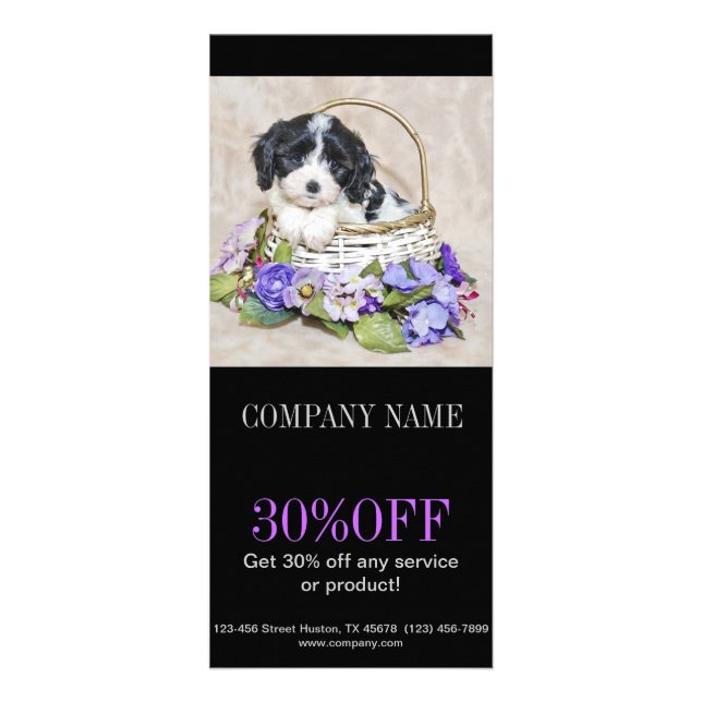 Cute puppy dog daycare pet sitter pet groomer rack card (Front)
