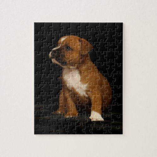 Cute Puppy Dog English Staffordshire Bull Terrier Jigsaw Puzzle