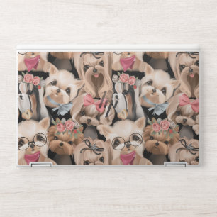 Cute Puppy Dog Floral HP Laptop Skin