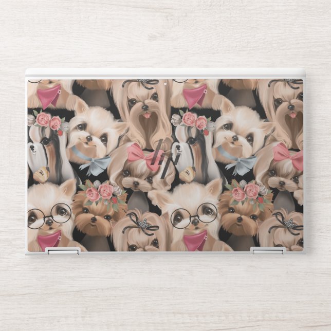 Cute Puppy Dog Floral HP Laptop Skin (Front)