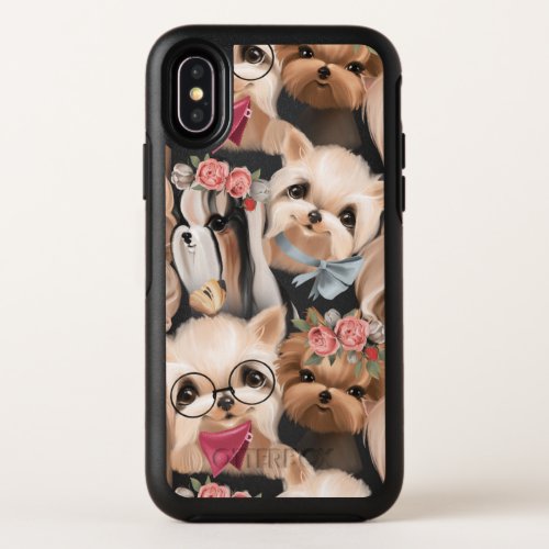 Cute Puppy Dog Floral OtterBox Symmetry iPhone X Case