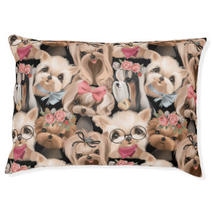 Cute Puppy Dog Floral Pet Bed