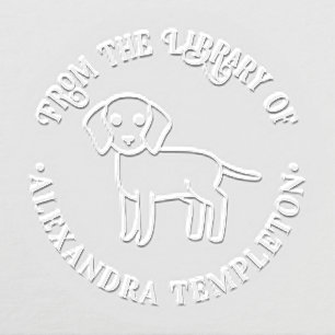 Cute Puppy Dog “From the Library of” Book Name Embosser