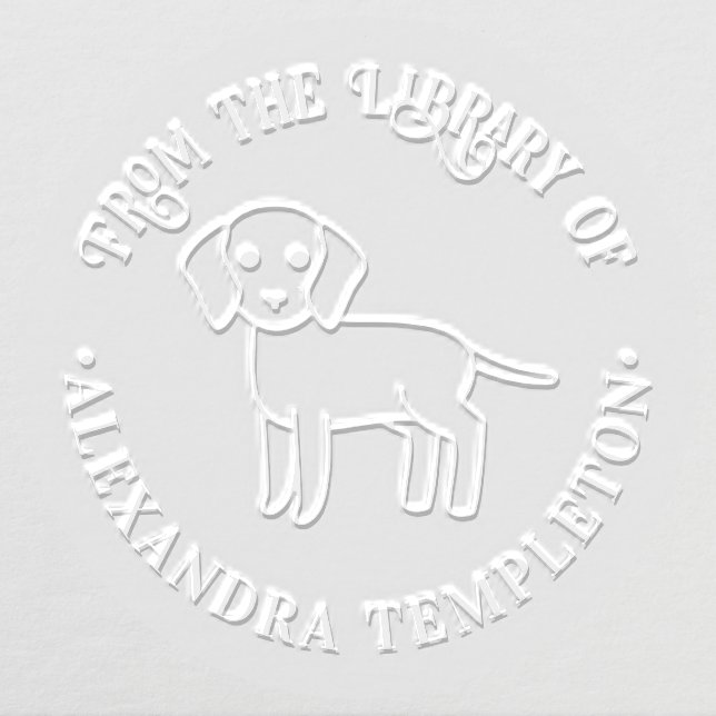 Cute Puppy Dog “From the Library of” Book Name Embosser (Design)