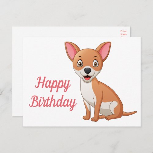 Cute Puppy Dog Funny Cartoon Chihuahua Birthday  P Postcard