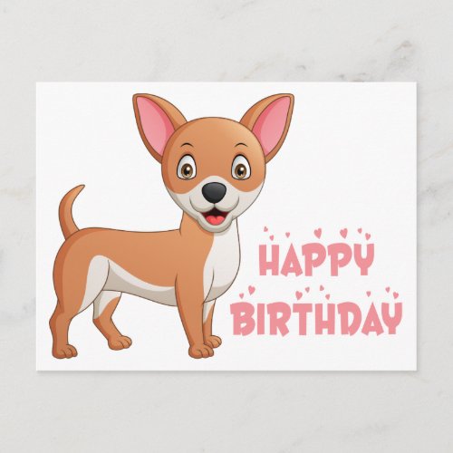Cute Puppy Dog Funny Cartoon Chihuahua Birthday   Postcard