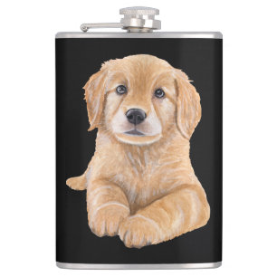 Cute Puppy Dog Gift Black Golden Retriever Flask