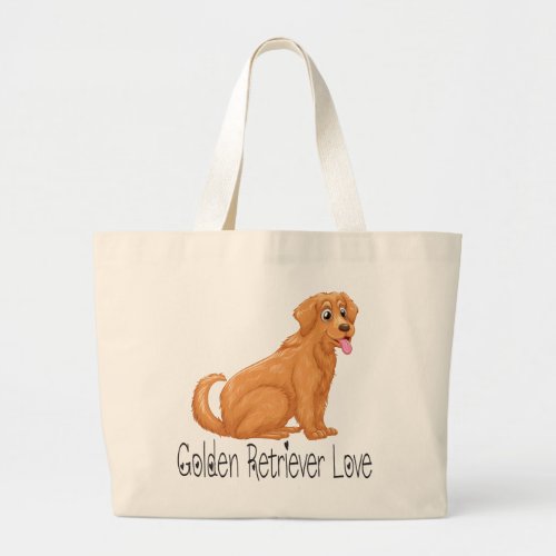 Cute Puppy Dog Gift Cartoon Golden Retriever Large Tote Bag