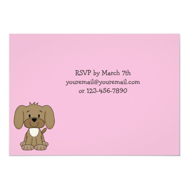 Cute Puppy Dog Girls 1st Birthday Invitation