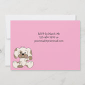 Cute Puppy Dog Girls 1st Birthday Pink Invite (Back)