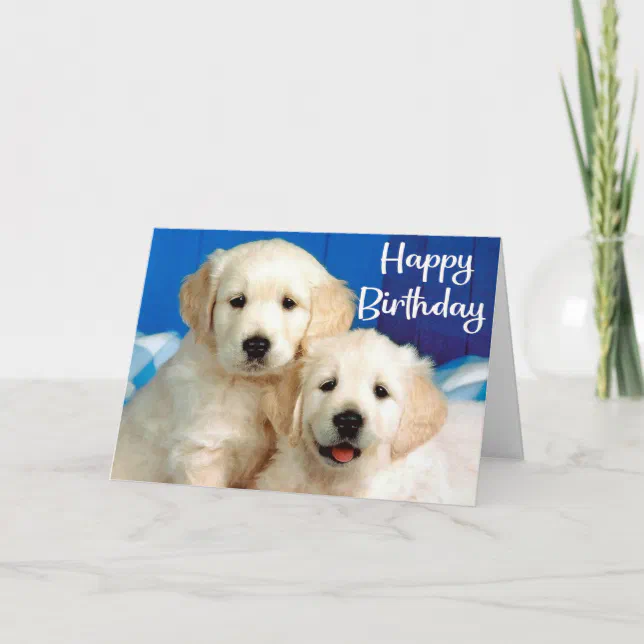 Cute Puppy Dog Golden Retriever Happy Birthday Card | Zazzle