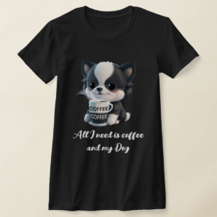 Cute puppy dog graphic - I love coffee T-Shirt
