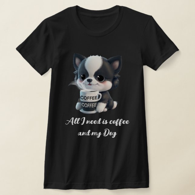 Cute puppy dog graphic - I love coffee T-Shirt (Laydown)