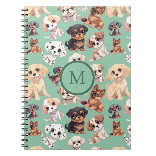Cute Puppy Dog Green Notebook