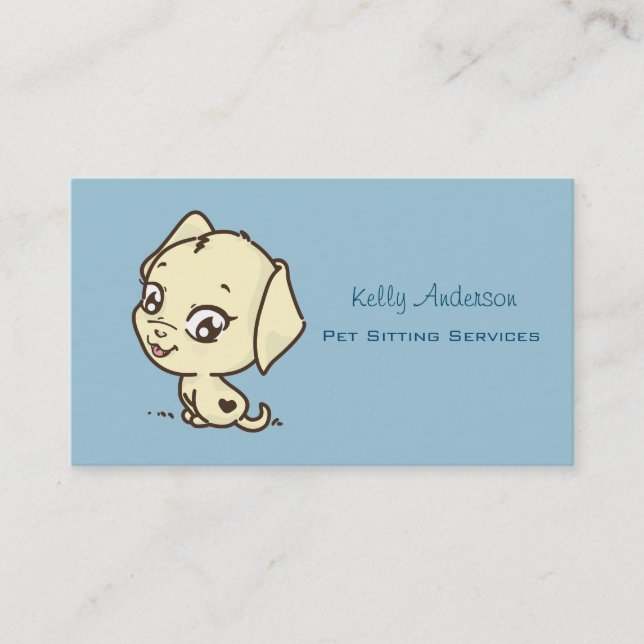 Cute Puppy Dog Illustration Business Card (Front)