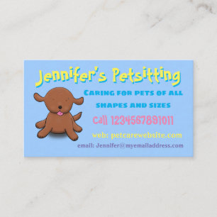 Cute puppy dog illustration pet sitting service business card