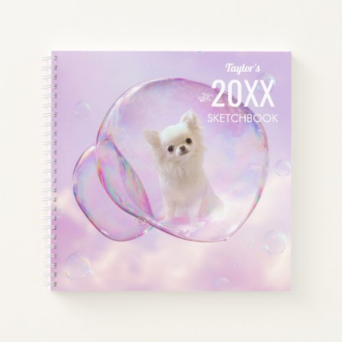Cute Puppy Dog In Bubble Personalized Kids Notebook