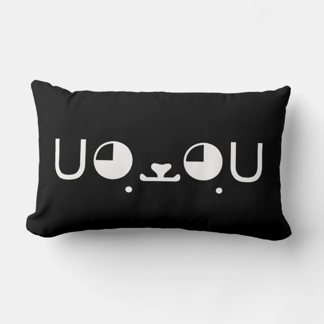 Cute Puppy Dog Kaomoji Emoticon Lumbar Pillow (Front)