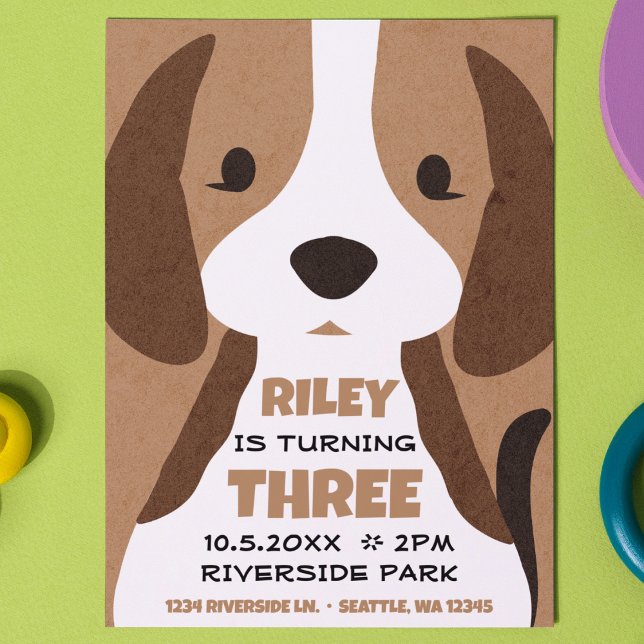 Cute Puppy Dog Kid's Birthday Invitation (Creator Uploaded)
