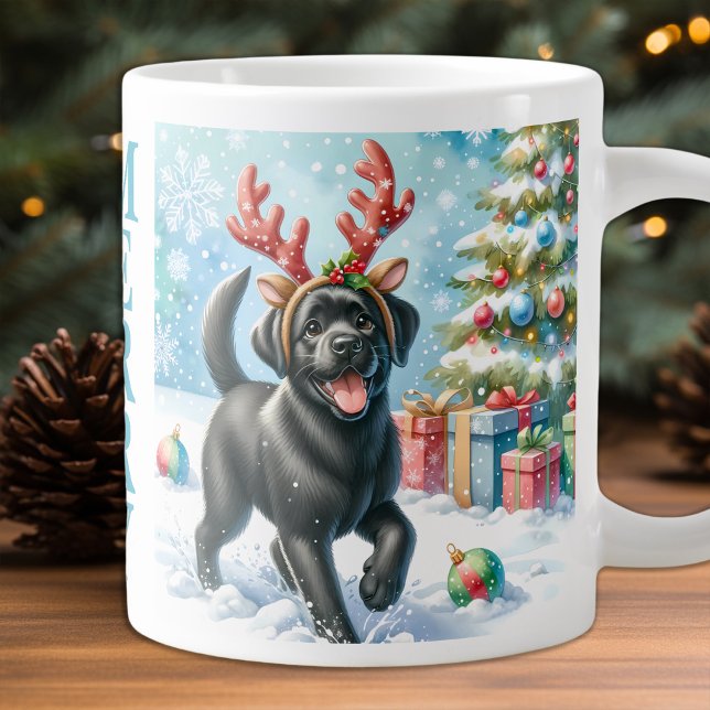 Cute Puppy Dog Labrador Retriever Christmas Large Coffee Mug (Creator Uploaded)