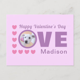 Cute Puppy Dog Love Hearts Valentines Day Lavender Postcard