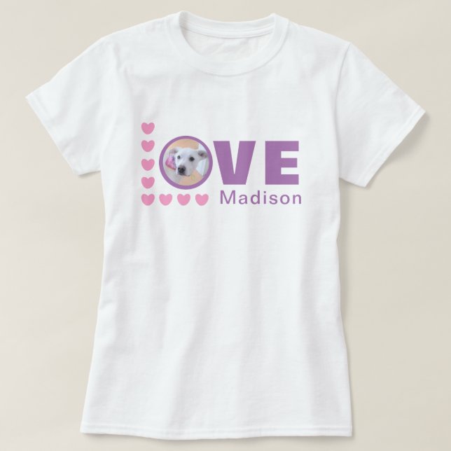 Cute Puppy Dog Love Hearts Valentines Day Lavender T-Shirt (Design Front)