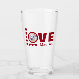 Cute Puppy Dog Love Hearts Valentines Day Red Glass