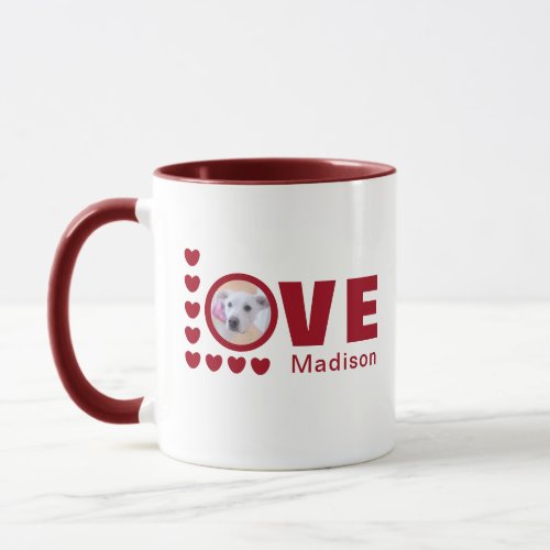 Cute Puppy Dog Love Hearts Valentines Day Red Mug