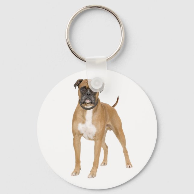 Cute Puppy Dog Lover Boxer Keychain (Front)