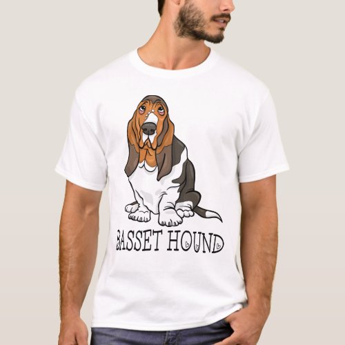 Cute Puppy Dog Lover Cartoon Basset Hound T_Shirt