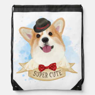 Cute Puppy Dog Lover Cartoon Corgi Drawstring Bag
