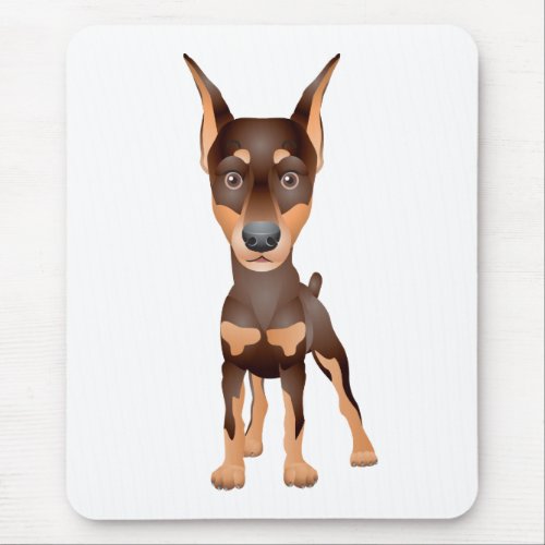 Cute Puppy Dog Lover Cartoon Doberman Pincher  Mouse Pad