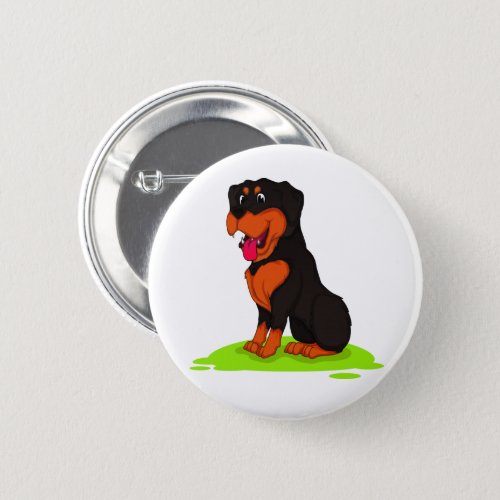 Cute Puppy Dog Lover Cartoon Rottweiler Button
