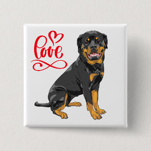 Cute Puppy Dog Lover Cartoon Rottweiler Button